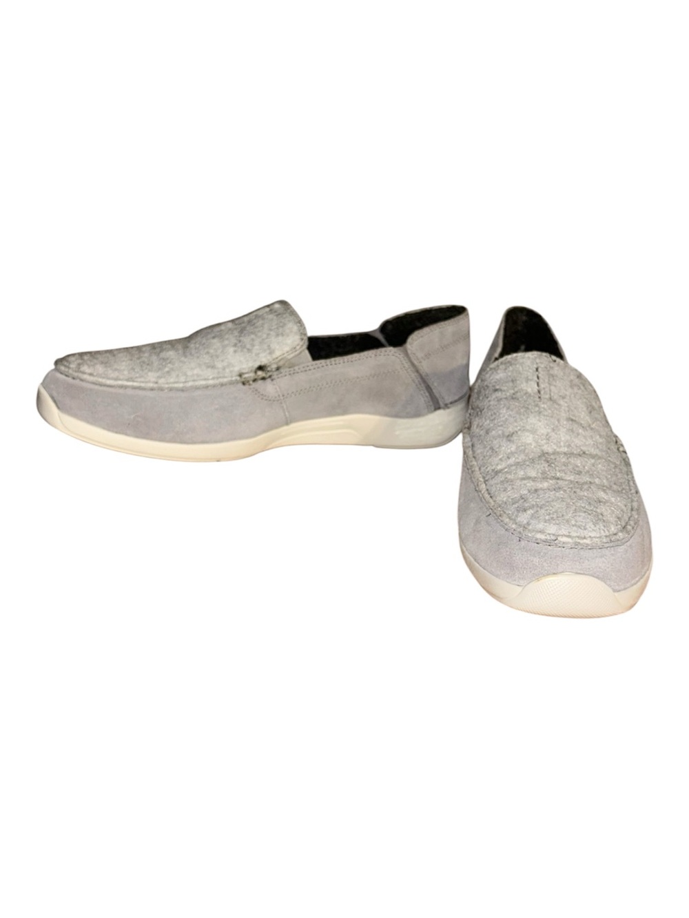 NEW Clarks Gorwin Step Men’s Loafers Gray Suede Felt Size 12 Slip On Loafers